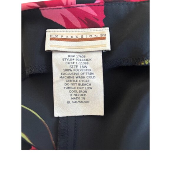 90'S Y2K SLIP DRESS VINTAGE EXPRESSIONS FLORAL MAXI BLACK/RED DRESS SIZE X LARGE - Picture 4 of 4